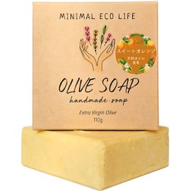 Olive from Hokkaido, Additive-free, Face Cleansing, Whole Body, Sensitive Skin, Moisturizing, Organic, Handmade, Natural Material, Solid Soap, 3.9 oz (110 g), Minimal Eco Life, Natural Orange