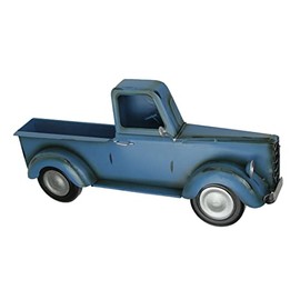 Things2Die4 Metal Blue Vintage Pickup Truck Wall Pocket Farmhouse Decor Sculpture 16.25 Inches Long