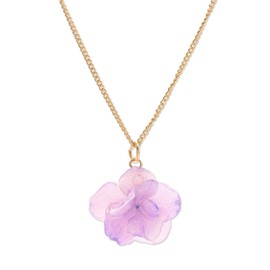 NOVICA Handmade .925 Sterling Silver 22K Gold plated Hydrangea Petal Pendant Necklace Purple Resin Thailand Floral 'Wild Hydrangea in Purple'