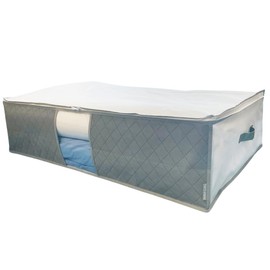 NikoLife Single Long Futon Storage Bag, Activated Carbon Sheet, Thick Non-Woven Fabric, Breathable, Clear Window, No Core, White, Gray