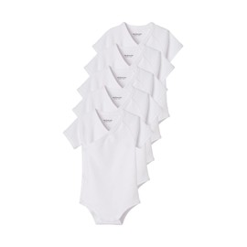 VERTBAUDET Pack of 5 Newborn Bodysuits with Front Opening, Short Sleeves, Basic Oeko-Tex Pack, Wool White, 68