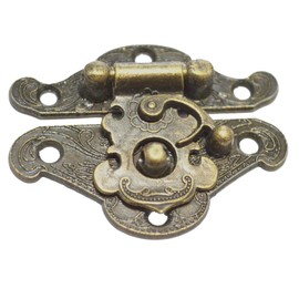 4 Pcs Vintage Decorative Hook Hasp Bronze Swing Lock Clasp Right Latch Toggle Snap Closure with Screws for Jewelry Case Wooden Box Crafting Chest Furniture Medium Size (Length:2-1/2" Height:2")