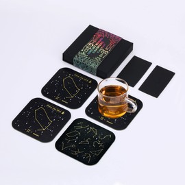 Constellation Circuit Board Coasters for Coffee Table Gemini Gifts Zodiac Coasters Gifts for Mom Novelty Birthday Gifts for Women Gifts for Him Gifts for Boyfriend Dad Gifts(4 X Black/Pack)… (Gemini)