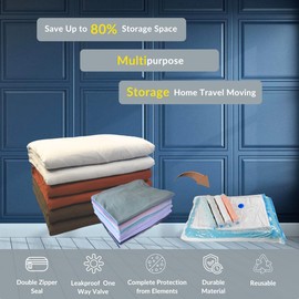 Nellivia 12 Pack Vacuum Storage Bags with Hand Pump, Compression Space Saver for Comforter, Bedding, Blanket Storage, Vacuum Seal Bags for Clothing, Luggage Suitcase and Closet Organizer