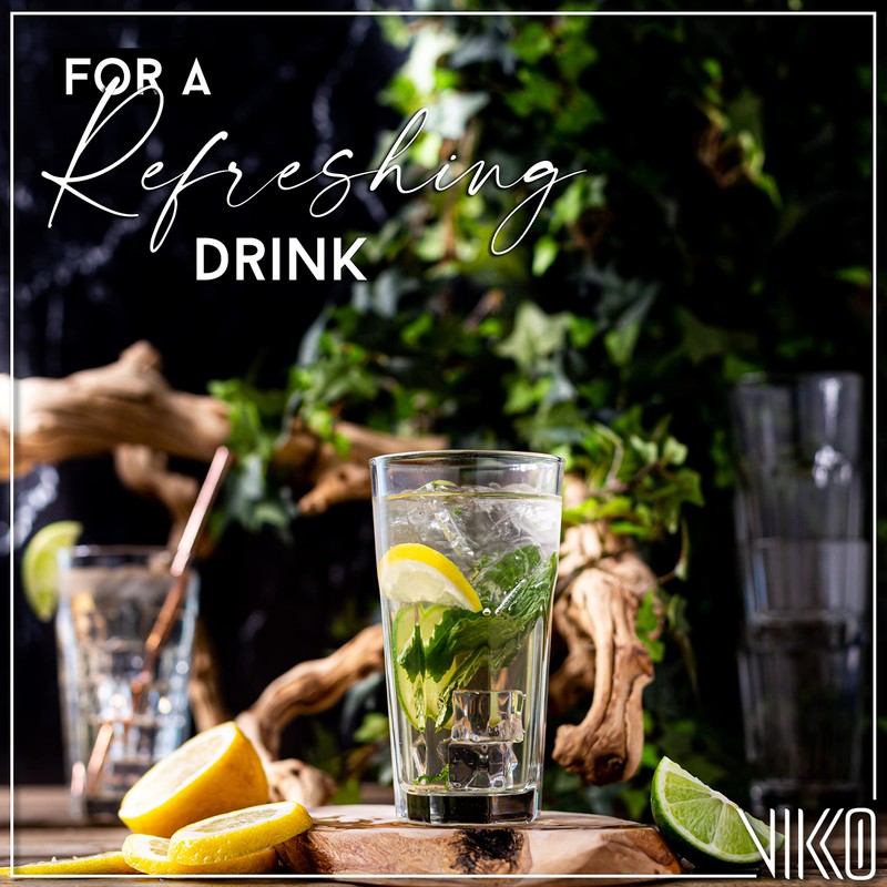 Vikko Drinking Glasses, 11 Ounce Large Glass Cups, Durable Glasses
