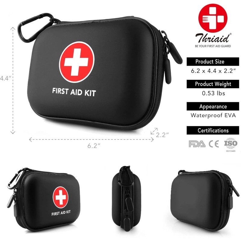 Compact 100-Piece First Aid Kit in Waterproof Case - Ideal