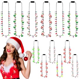 Remuuly 12 Pcs Christmas Light Necklace Bright Light up Bulb Necklace, Christmas Light up Jewelry LED Mini Bulbs LED Necklace for Kids Girl Ugly Party Favors Birthday Xmas (Fresh)