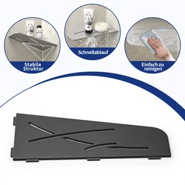 Bernkot Shower Caddy No Drilling SUS304 Stainless Steel Bathroom Organiser Corner Shelf Shower Shelf 305mm Black