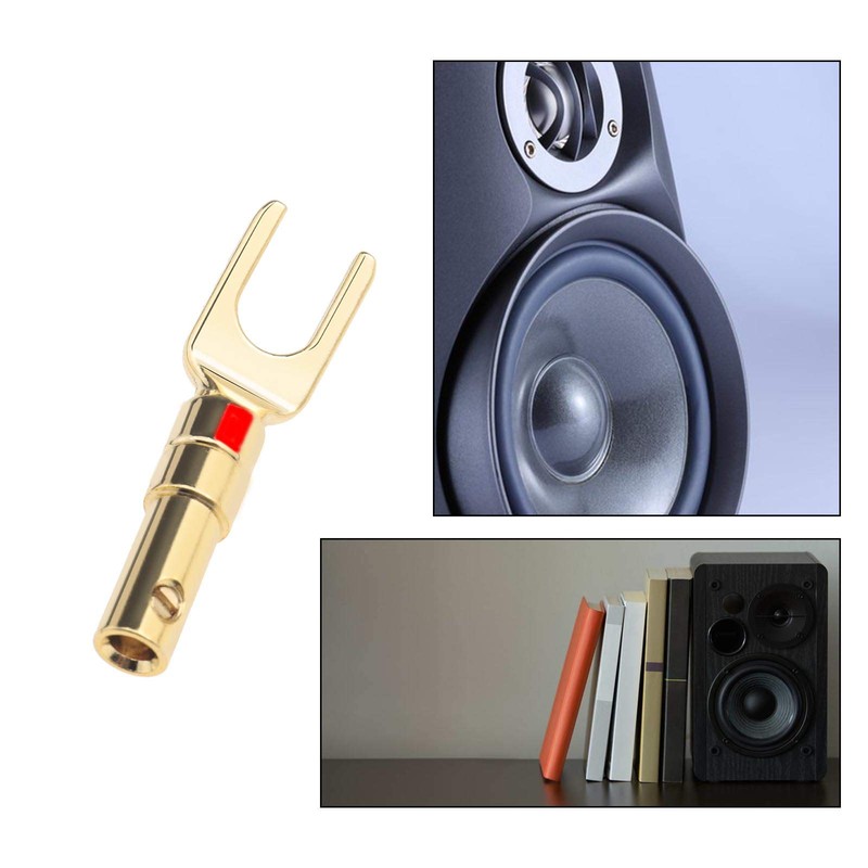 ECSiNG 8Pcs U Fork Y Spade Speaker Connectors 4mm Copper