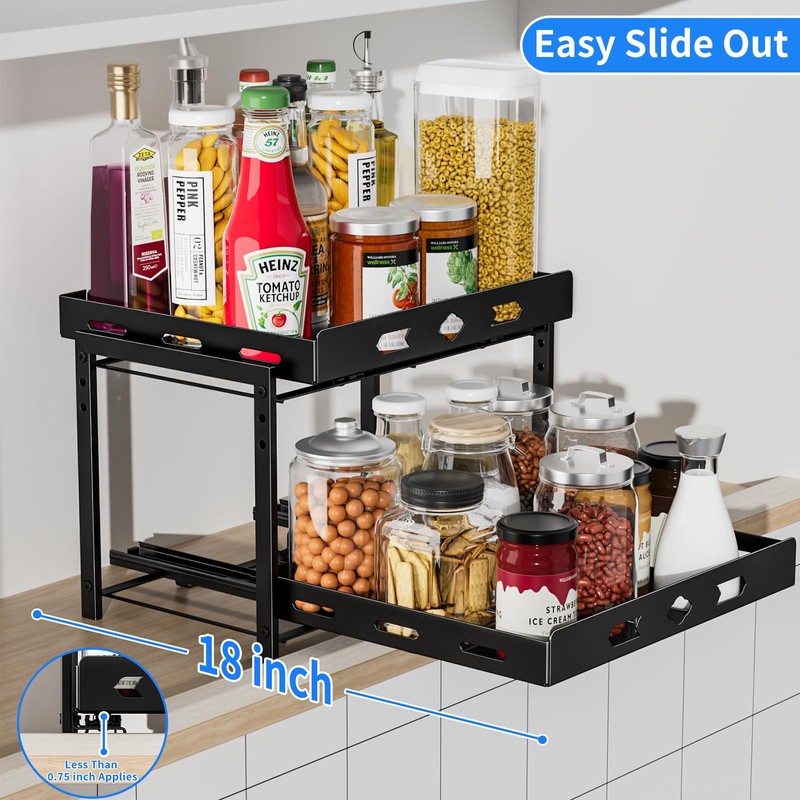 BOIVSHI Spice Organization for Cabinet, 2-Tier Cabinet Spice Rack, Height