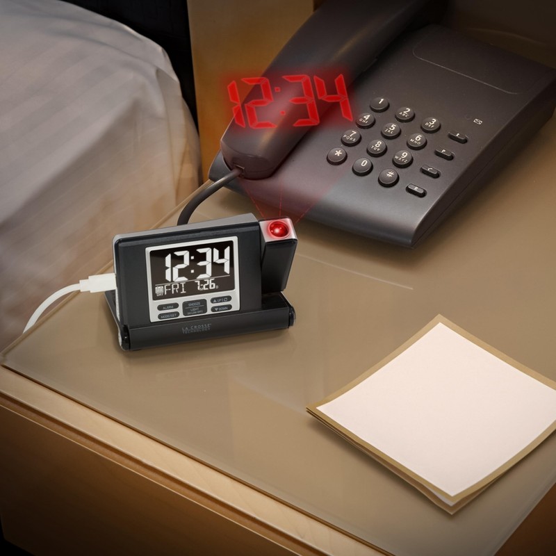 La Crosse Technology 616A-56647-INT Travel Projection Alarm with Fold Out
