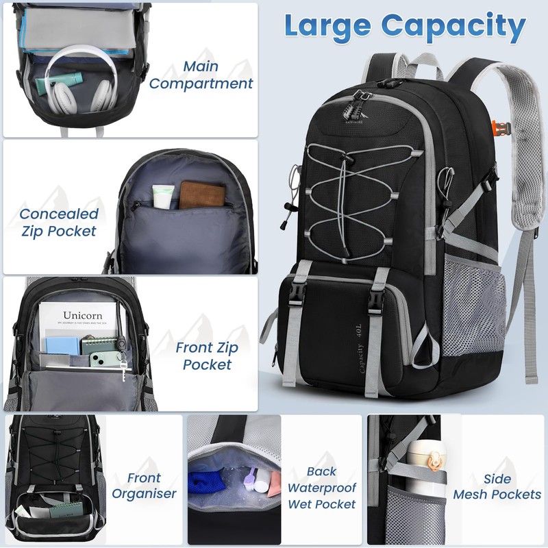 40L Hiking Backpack Waterproof Packable Camping Backpack Lightweight Outdoor Sport