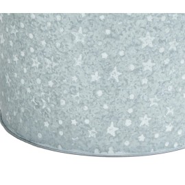 Worth Imports Inc Galvanized Metal Christmas Planter Bucket with White Stars