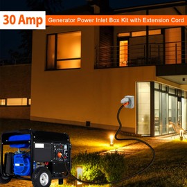 Afurkuot 30 Amp Generator Cord 25FT and Power Inlet Box Generator Hookup Kit, 7500W, 125V/250V L14-30P to L14-30R Twist Lock Cable and Pre-Drilled Power Inlet Box for Outdoor, Home, Backup Power Use