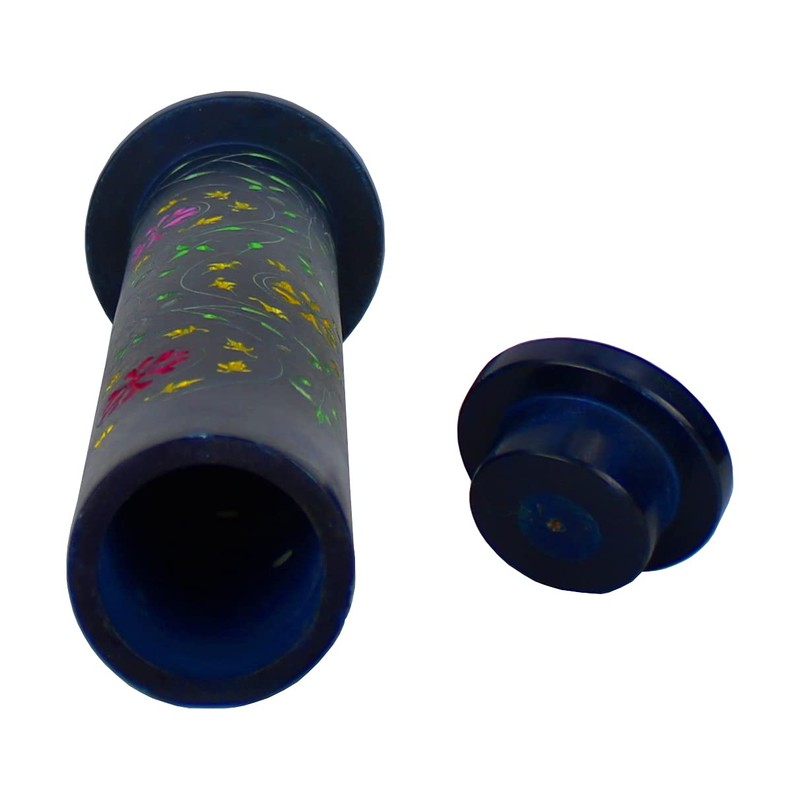 Usha Incense Stick Tower, Soft Stone, Blue with Floral Pattern,