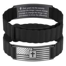 MEALGUET Serenity Prayer Cross Bracelet for Boys : Silicone Strap Inspirational Bible Verse Bracelets Christian Jewelry Religious Gifts Baptism Christmas Back to School for Son Grandson Nephew
