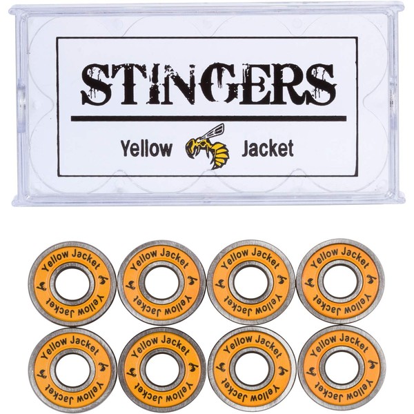 Yellow Jacket Premium Skateboard Bearings, Pro Longboard Bearings, 608, ABEC (Pack of 8)