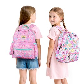 STEAMEDBUN Kids Backpack for Girls 5-8, Rainbow Girls Backpacks, Kindergarten Elementary Backpack for Kids - 15 inch