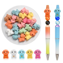 BROVITI 20Pcs 3D Bell Dog Focal Beads for Pens Cute Mini Dog Acrylic Large Spacer Beads for DIY Craft Beadable Pens Bracelet Necklace Earrings Keychain Jewelry Making