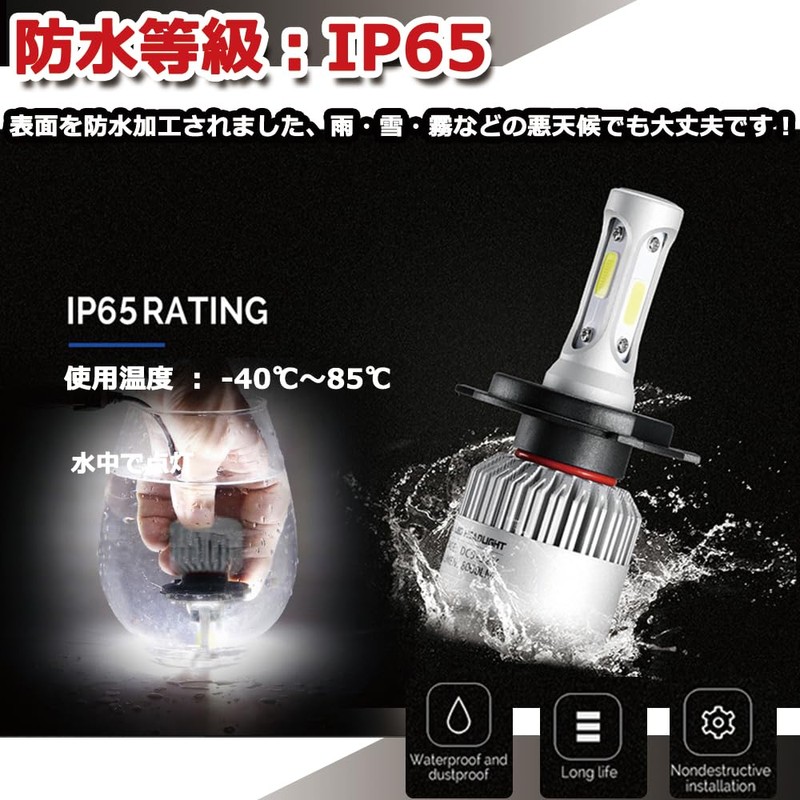 YAOFAO LED Headlight H11 12V/24V Compatible 8000lm 6500k 2pcs 72W/Set