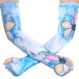 Rthjsfj Gardening Sleeves for Women Thorn Proof, Farm UV Sun Protection Arm Cooling Sleeves with Thumb Hole for Garden Outdoors (Blue)