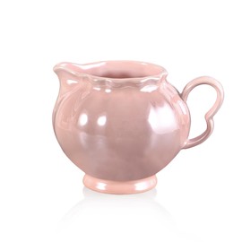 8oz Cute Creamer Pot with A Pearlescent Glazed Finish for Coffee Milk Sauces Salad Dressing, Ceramic Pitcher, Microwave and Freezer Safe, Pink