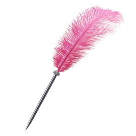 HugeDE Stainless Steel Feather Pen Wedding Signing Pen Fancy Ballpoint Pen Vintage Signature Pen Gift Writting Pen for Home Office Party Hot Pink