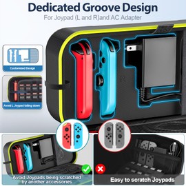 Switch Case, OIVO Switch Case, Waterproof, Dustproof, Dirt-Proof, Shockproof, Full Protection, Large Capacity, Convenient to Carry, Can Store 20 Game Cards, Cables, Earphones, Etc., Yellow