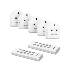 DEWENWILS Wireless Remote Control Sockets, 13A 3120W Heavy Duty Remote Switches, 30M Control Range, Programmable Remote Plug for Vacs, UKCA Listed, 5 Sockets and 2 Remotes