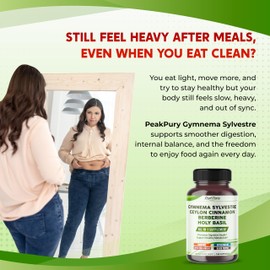 PEAKPURY All-in-1 Gymnema Sylvestre Ceylon Cinnamon Berberine1, High Potency s for Digestive Health & Metabolism Support - Made in The USA