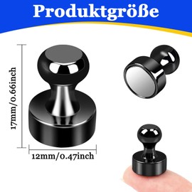 36pcs Black Fridge Magnets, Magnets for Whiteboard, Small Refrigerator Magnet s Strong Neodymium Magnet s, Meatal Push Pin Small Magnets for Crafts