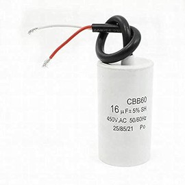 Cbb60 Condensador de motor con cable de 16Uf 450Vac Frecuencia 50/60Hz Condensador blanco