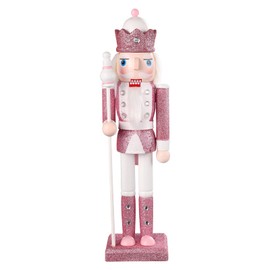 BESPORTBLE Nutcracker Christmas Decorations: 12in Nutcracker Figurines Christmas Nutcracker Soldier Festive Glitter Nutcracker Ornaments or Festival Party Outdoor Xmas Gifts (Pink)