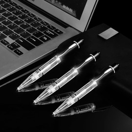 Glovion LED Light Pen, Lighted Ballpoint Pen Penlight for Nighttime Writing – White Light with Black Shell- Pack of 3 Pens