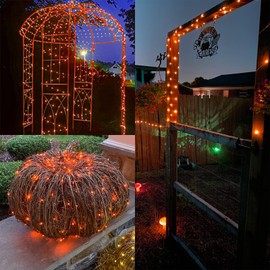 Solar String Lights Outdoor, 2-Pack Total 80FT 200 LED Solar Christmas Twinkle Lights Outside Waterproof Copper Wire 8 Modes Solar Fairy Lights for Garden Tree Party Birthday Christmas Decor(Orange)