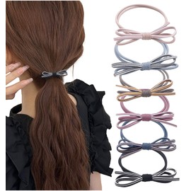 Herbeluemily Hair Rubber Hair Accessories, Ribbon, Dull Color, Casual, Tie, Set of 6, Hair Elastic Colorful