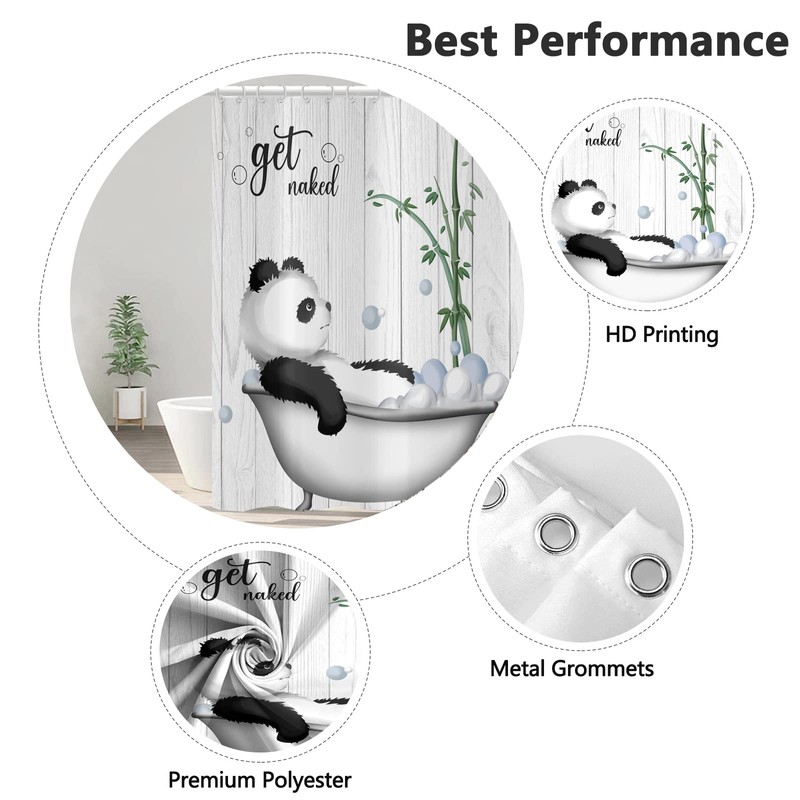 ASDCXZ Funny Shower Curtain, 180 x 200 cm, Panda Takes