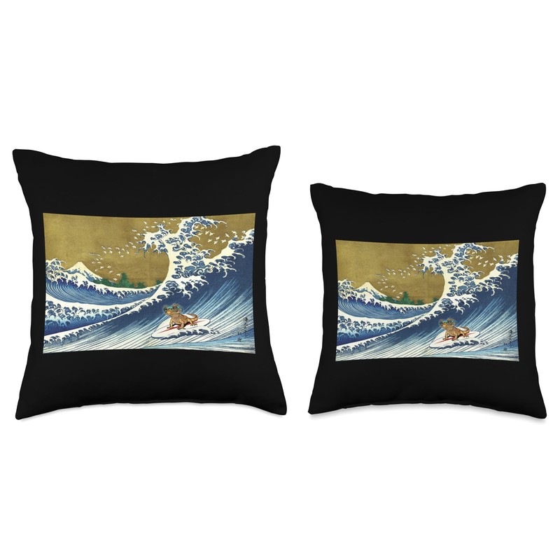Retro Vintage Surfing a Wave Pet Crested Gecko Lover Throw