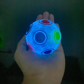 TANCH Glow in Dark Magic Rainbow Puzzle Ball Luminous Stress Reliever Ball Cube Brain Teaser Games Football Fidget Cube Toys for Kids Adults