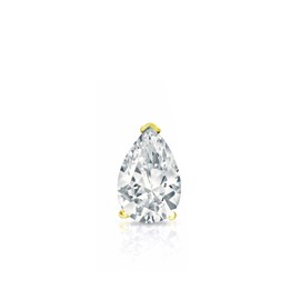 14k Yellow Gold Pear Diamond Simulated Cubic Zirconia SINGLE STUD Earrings V-Prong (1/4ct,Excellent Quality)