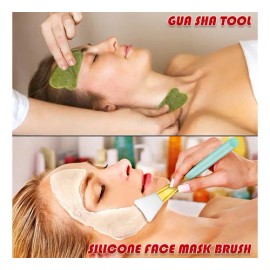 Set Masajeador Facial Jade Rodillo Gua Sha Piel Antiedad                                                                                              