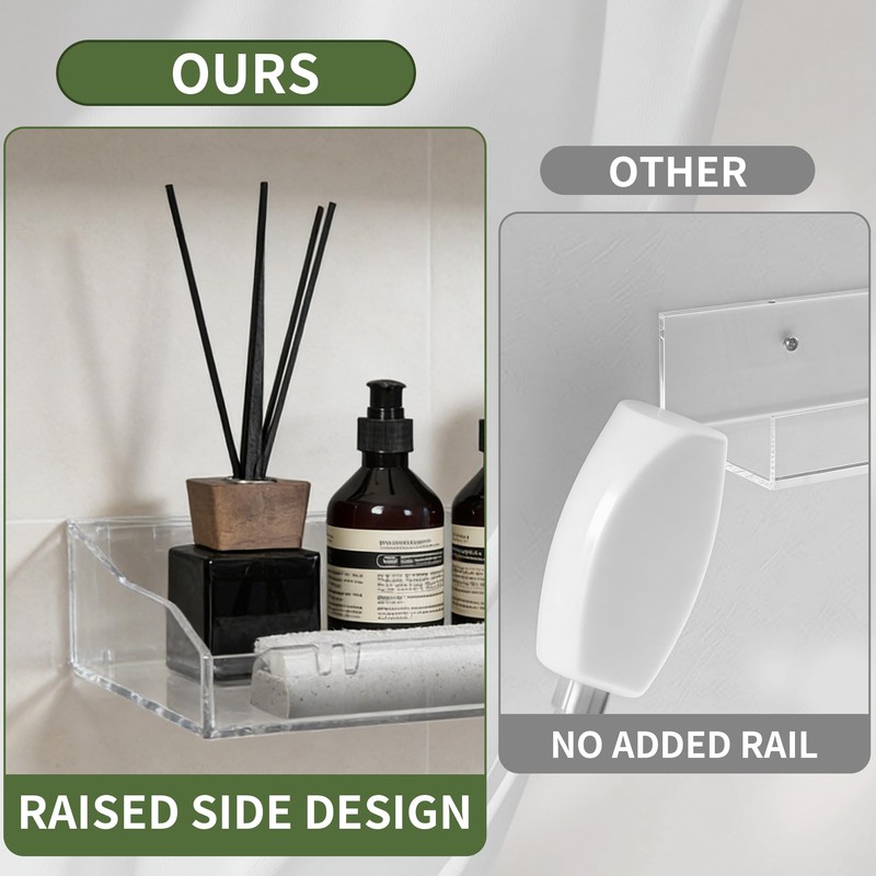 W WINTMING 2PCS Acrylic Shelves for Wall Clear Floating Shelf