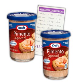 Pimento Cheese Spread Bundle by Snack Mode. Includes Two Kraft Pimento Cheese Spread 5 Oz Jar. And a Free and Purifying Gifts and Goods Conversion Kitchen Magnet. Ideal as Sandwich Spread, and Pimento Cheese Dip for Snacks!