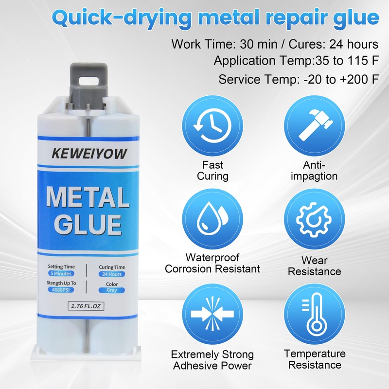 Metal Repair Glue, 2 Part Liquid Welding Glue, 1.76oz High-Temperature