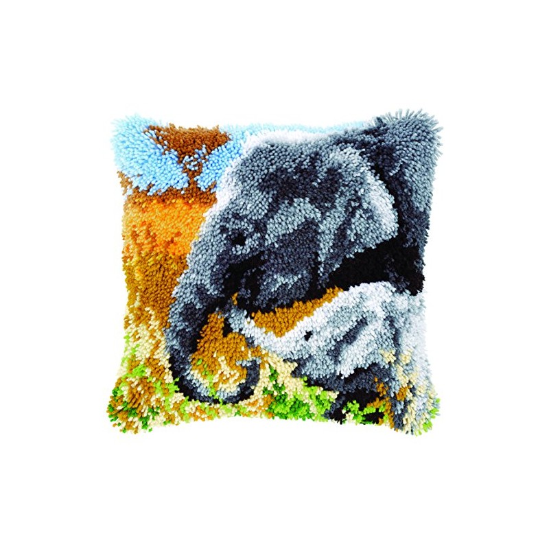 Vervaco Latch Hook Cushion Elephant Baby & HIS Mother
