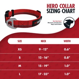 Hero - Heavy Duty Dog Collar | Tough Dog Collar | Reflective Dog Collar with Aluminium D-Ring Leash Clip | Separate Dog ID Tag Attachment Keeps Engraved Dog Tags Quiet | Easy Sizing for All Breeds