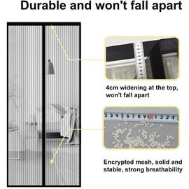 TQFlow Durable Magnetic Screen Door, Bottom Weighted Door Mesh Screen with Magnet Fit Door Size 37 x 86 Inch, Strong Magnetic Screen Door for Single Door, Actual Screen Size 39x87 Inch(Black)