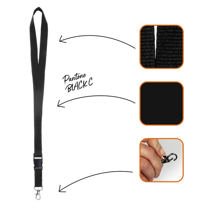 Karteo® lanyard with carabiner hook and buckle, lanyard, 20 mm,