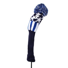 Andux 3Pcs/set Knit Pom Pom Golf 460cc Driver Fairway Wood Club Head Covers Blue Stripe MT/MG77