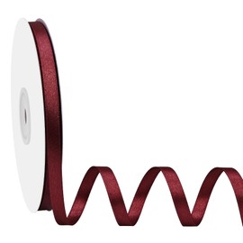 Simplegoal Double Face Burgundy Satin Ribbon 1/4 Inch X 50 Yards Polyester Burgundy Ribbons for Gift Wrapping Fabric Ribbon for Crafts Flower Bouquet Sewing Arts Wedding Party Decoration